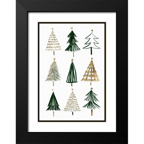 Evergreens I  Black Modern Wood Framed Art Print with Double Matting by Isabelle Z