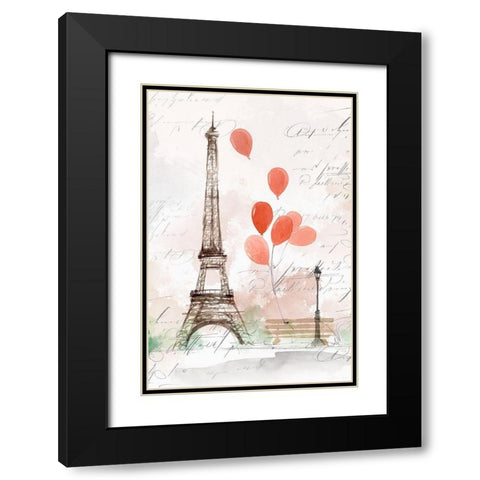Balloons in Paris  Black Modern Wood Framed Art Print with Double Matting by Isabelle Z