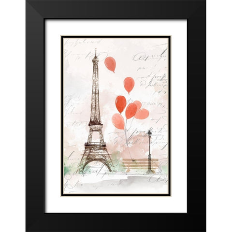 Balloons in Paris  Black Modern Wood Framed Art Print with Double Matting by Isabelle Z
