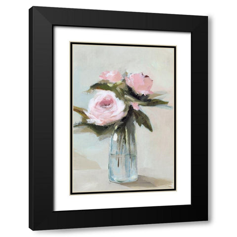 Peonies in a Vase I  Black Modern Wood Framed Art Print with Double Matting by Isabelle Z