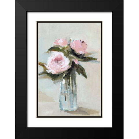 Peonies in a Vase I  Black Modern Wood Framed Art Print with Double Matting by Isabelle Z