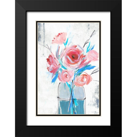Blue Vase I  Black Modern Wood Framed Art Print with Double Matting by Isabelle Z