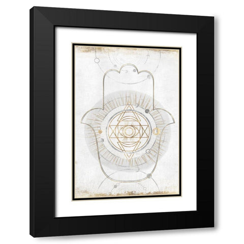 Gold Hamsa I  Black Modern Wood Framed Art Print with Double Matting by Isabelle Z