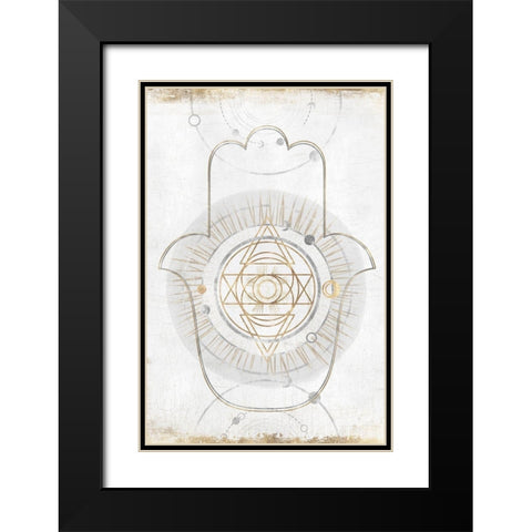 Gold Hamsa I  Black Modern Wood Framed Art Print with Double Matting by Isabelle Z