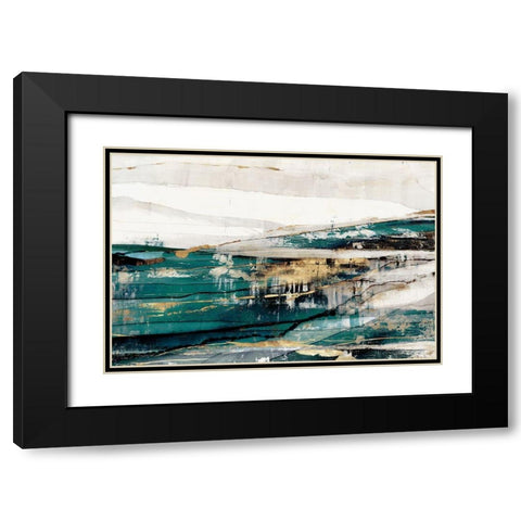 Delighted Teal Version  Black Modern Wood Framed Art Print with Double Matting by Isabelle Z