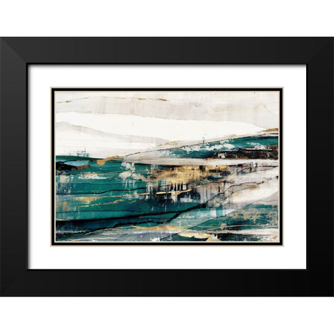 Delighted Teal Version  Black Modern Wood Framed Art Print with Double Matting by Isabelle Z