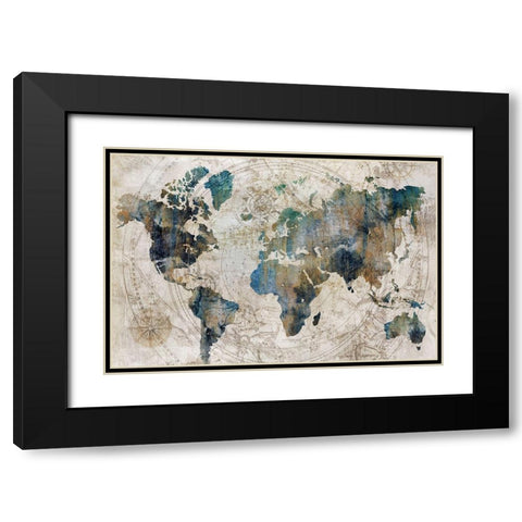 Celestial Map  Black Modern Wood Framed Art Print with Double Matting by Isabelle Z