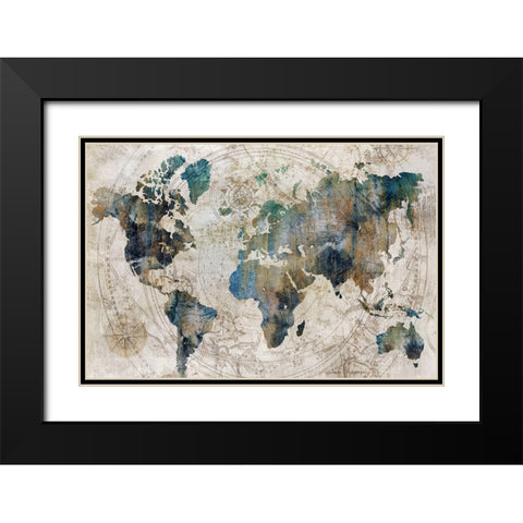 Celestial Map  Black Modern Wood Framed Art Print with Double Matting by Isabelle Z