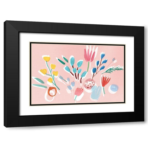 Flowing Florals  Black Modern Wood Framed Art Print with Double Matting by Isabelle Z