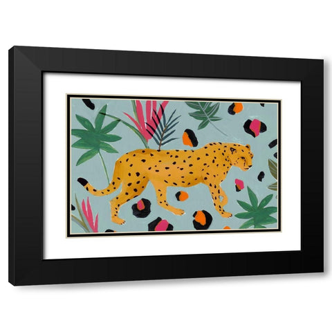 Walking Cheetah II  Black Modern Wood Framed Art Print with Double Matting by Isabelle Z