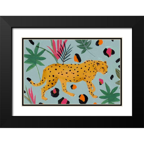 Walking Cheetah II  Black Modern Wood Framed Art Print with Double Matting by Isabelle Z