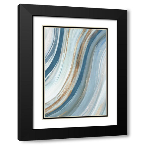 Azure Blue I  Black Modern Wood Framed Art Print with Double Matting by Isabelle Z