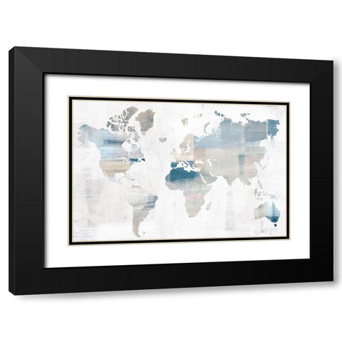 World Travelers Map Blue VersionÂ  Black Modern Wood Framed Art Print with Double Matting by Isabelle Z