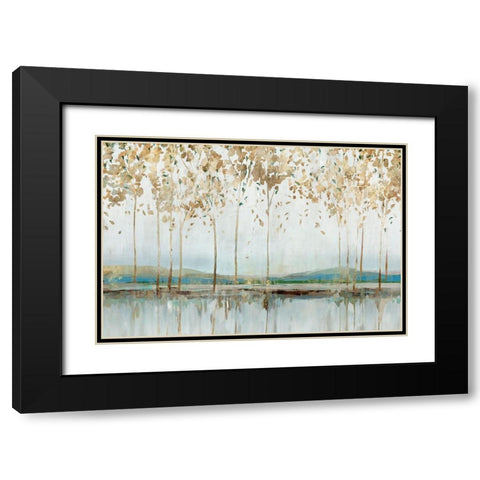 Golden Whisper Black Modern Wood Framed Art Print with Double Matting by Isabelle Z