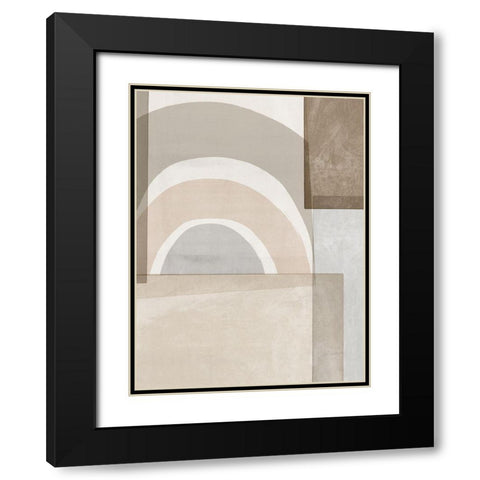 Beige Color Blocks Black Modern Wood Framed Art Print with Double Matting by Isabelle Z