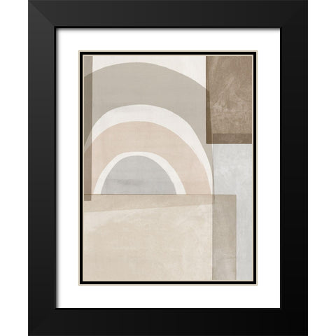 Beige Color Blocks Black Modern Wood Framed Art Print with Double Matting by Isabelle Z