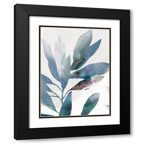 Indigo Sprig I Black Modern Wood Framed Art Print with Double Matting by Isabelle Z