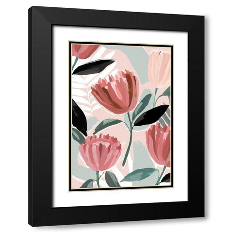 Dreamy Petals I Black Modern Wood Framed Art Print with Double Matting by Isabelle Z