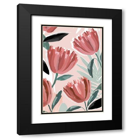 Dreamy Petals II Black Modern Wood Framed Art Print with Double Matting by Isabelle Z