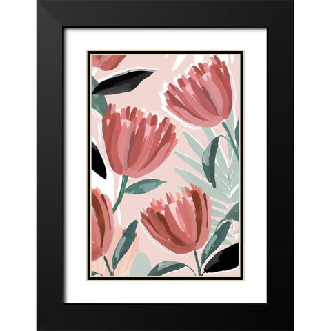 Dreamy Petals II Black Modern Wood Framed Art Print with Double Matting by Isabelle Z