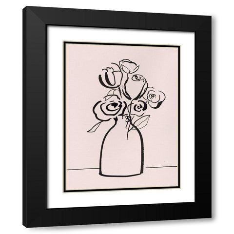 Juliet Bouquet Black Modern Wood Framed Art Print with Double Matting by Isabelle Z