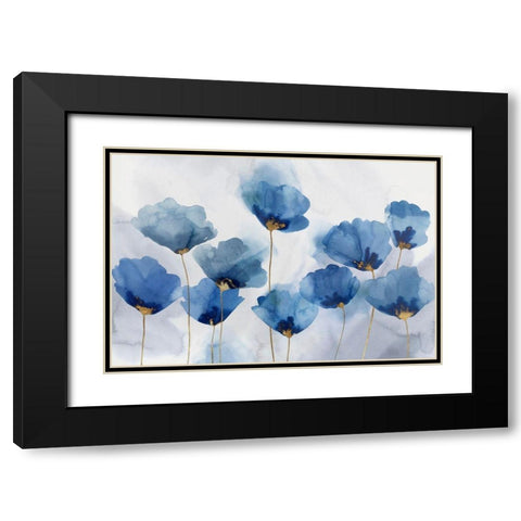 Azure Gathering Black Modern Wood Framed Art Print with Double Matting by Isabelle Z