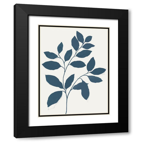 Blue Twig I Black Modern Wood Framed Art Print with Double Matting by Isabelle Z