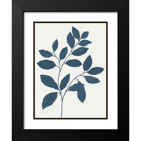 Blue Twig I Black Modern Wood Framed Art Print with Double Matting by Isabelle Z