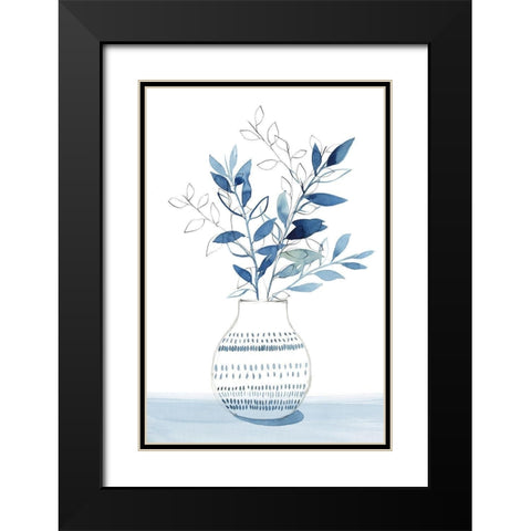 Indigo Bouquet I Black Modern Wood Framed Art Print with Double Matting by Isabelle Z