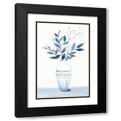 Indigo Bouquet II Black Modern Wood Framed Art Print with Double Matting by Isabelle Z