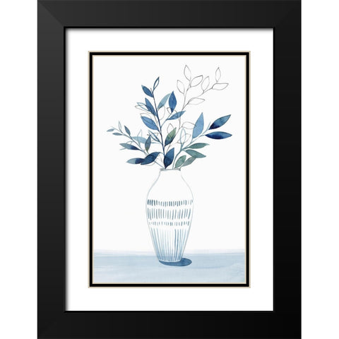 Indigo Bouquet II Black Modern Wood Framed Art Print with Double Matting by Isabelle Z