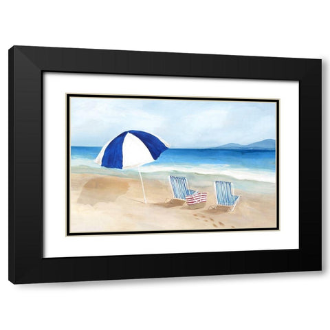 Blue Parasol Black Modern Wood Framed Art Print with Double Matting by Isabelle Z