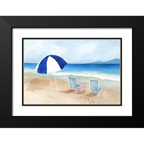 Blue Parasol Black Modern Wood Framed Art Print with Double Matting by Isabelle Z
