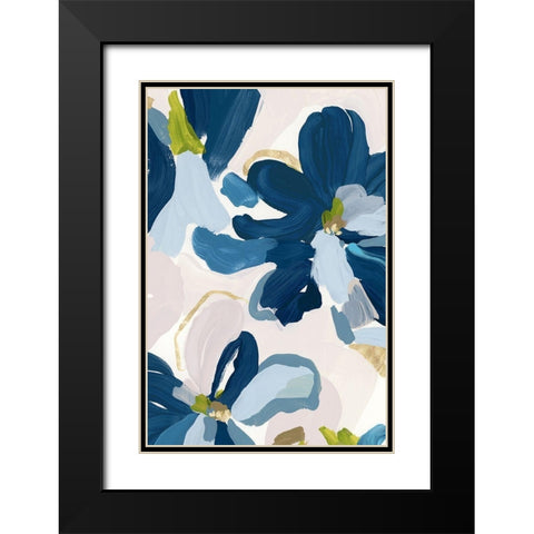 Cobalt Florals I  Black Modern Wood Framed Art Print with Double Matting by Isabelle Z