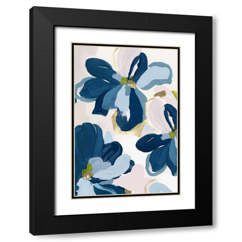 Cobalt Florals II Black Modern Wood Framed Art Print with Double Matting by Isabelle Z