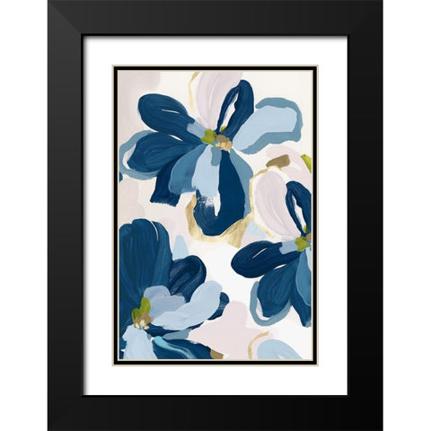 Cobalt Florals II Black Modern Wood Framed Art Print with Double Matting by Isabelle Z