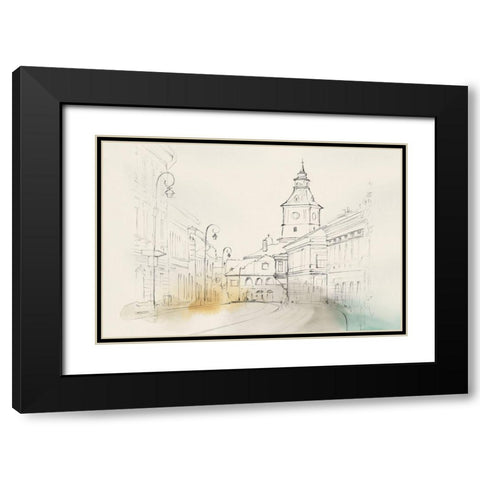 City Sketches II Black Modern Wood Framed Art Print with Double Matting by Isabelle Z