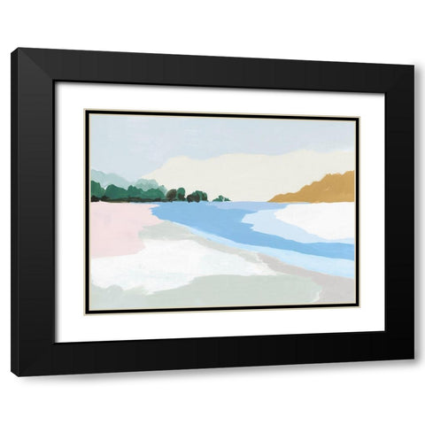 Soft Coastal II Black Modern Wood Framed Art Print with Double Matting by Isabelle Z