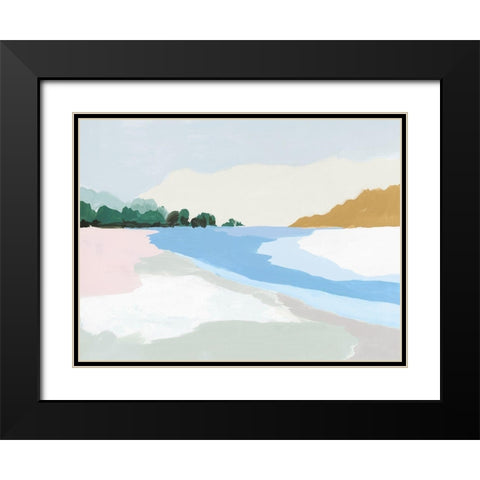 Soft Coastal II Black Modern Wood Framed Art Print with Double Matting by Isabelle Z