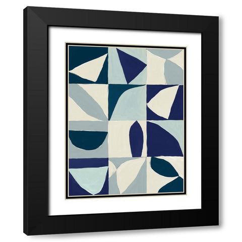 Yellow Mayan I Blue Version Black Modern Wood Framed Art Print with Double Matting by Isabelle Z