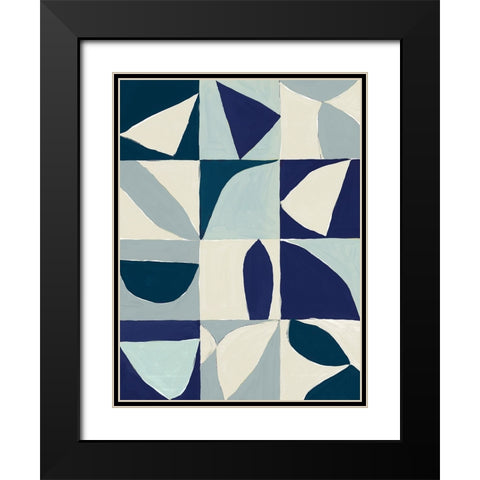 Yellow Mayan I Blue Version Black Modern Wood Framed Art Print with Double Matting by Isabelle Z