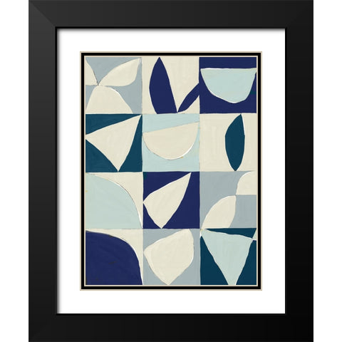 Yellow Mayan II Blue Version Black Modern Wood Framed Art Print with Double Matting by Isabelle Z