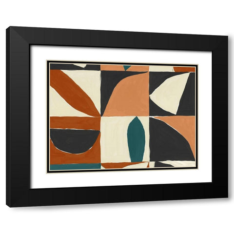 Teal Mayan I  Black Modern Wood Framed Art Print with Double Matting by Isabelle Z