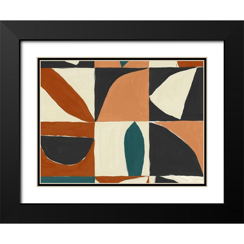 Teal Mayan I  Black Modern Wood Framed Art Print with Double Matting by Isabelle Z