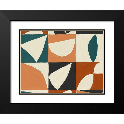 Teal Mayan II Black Modern Wood Framed Art Print with Double Matting by Isabelle Z