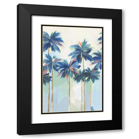 Sunset Teal Pams II Black Modern Wood Framed Art Print with Double Matting by Isabelle Z