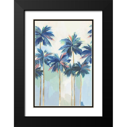 Sunset Teal Pams II Black Modern Wood Framed Art Print with Double Matting by Isabelle Z