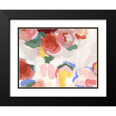 Pastel Flowers I Black Modern Wood Framed Art Print with Double Matting by Isabelle Z