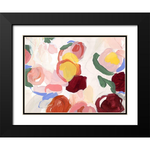 Pastel Flowers II Black Modern Wood Framed Art Print with Double Matting by Isabelle Z