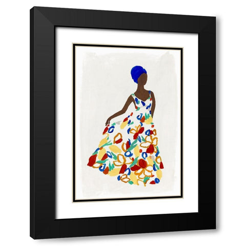 Floral Fashion I  Black Modern Wood Framed Art Print with Double Matting by Isabelle Z